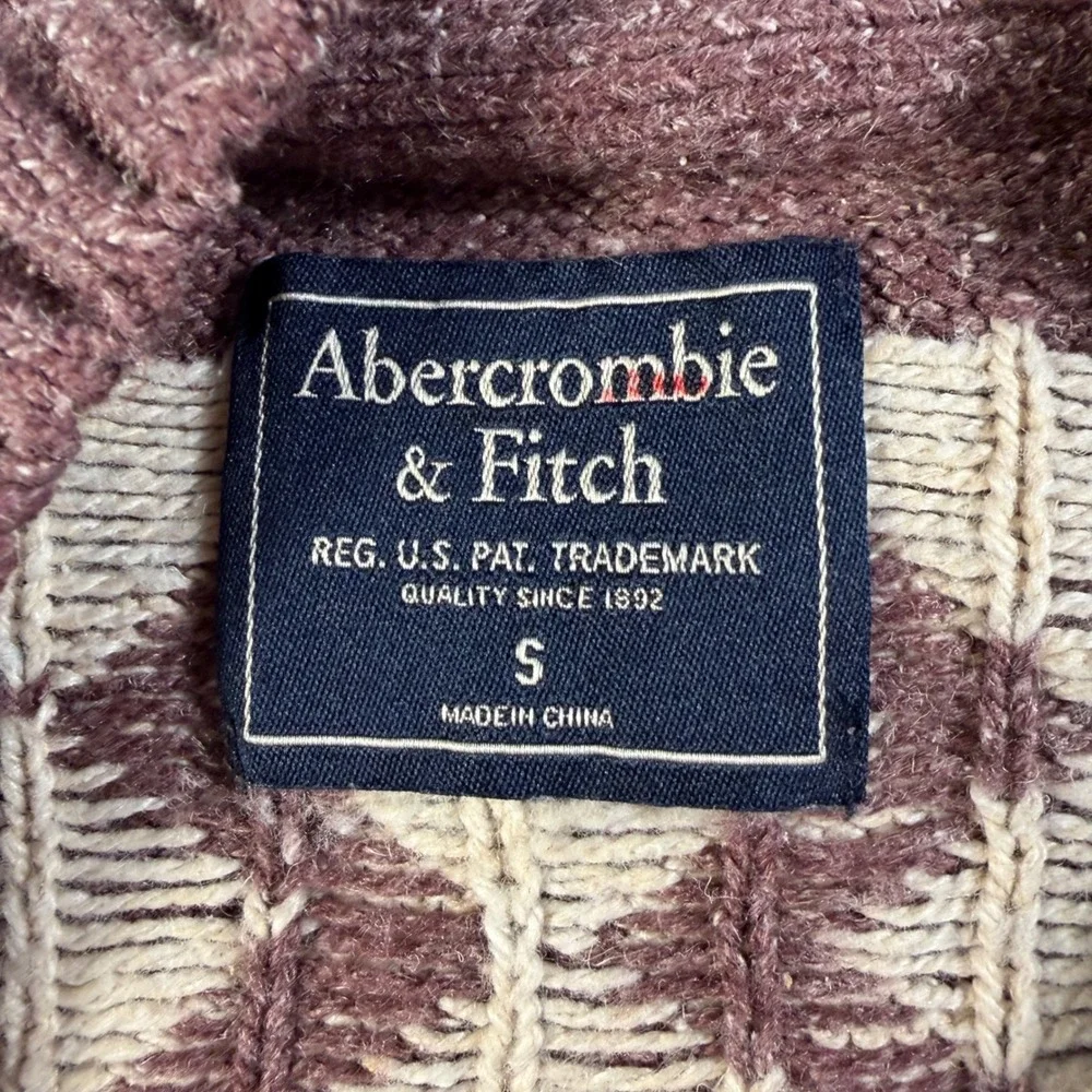Abercrombie & Fitch Mens Small Silk Linen y2k Geometric Crewneck Sweater Purple